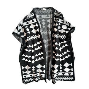 Vintage Y2K Mudd Aztec Poncho Sweater Cardigan Size M Boho Tribal 2000s